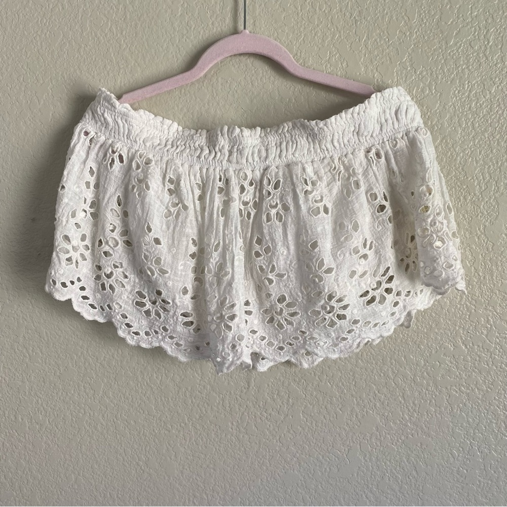 NWOT People Crop Top Eyelet in White
